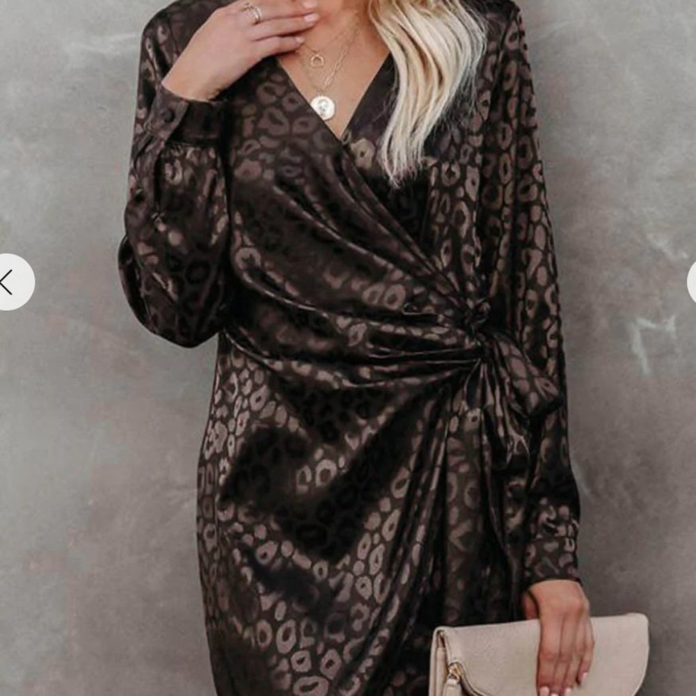 Satisfaction Embossed Leopard Wrap Dress